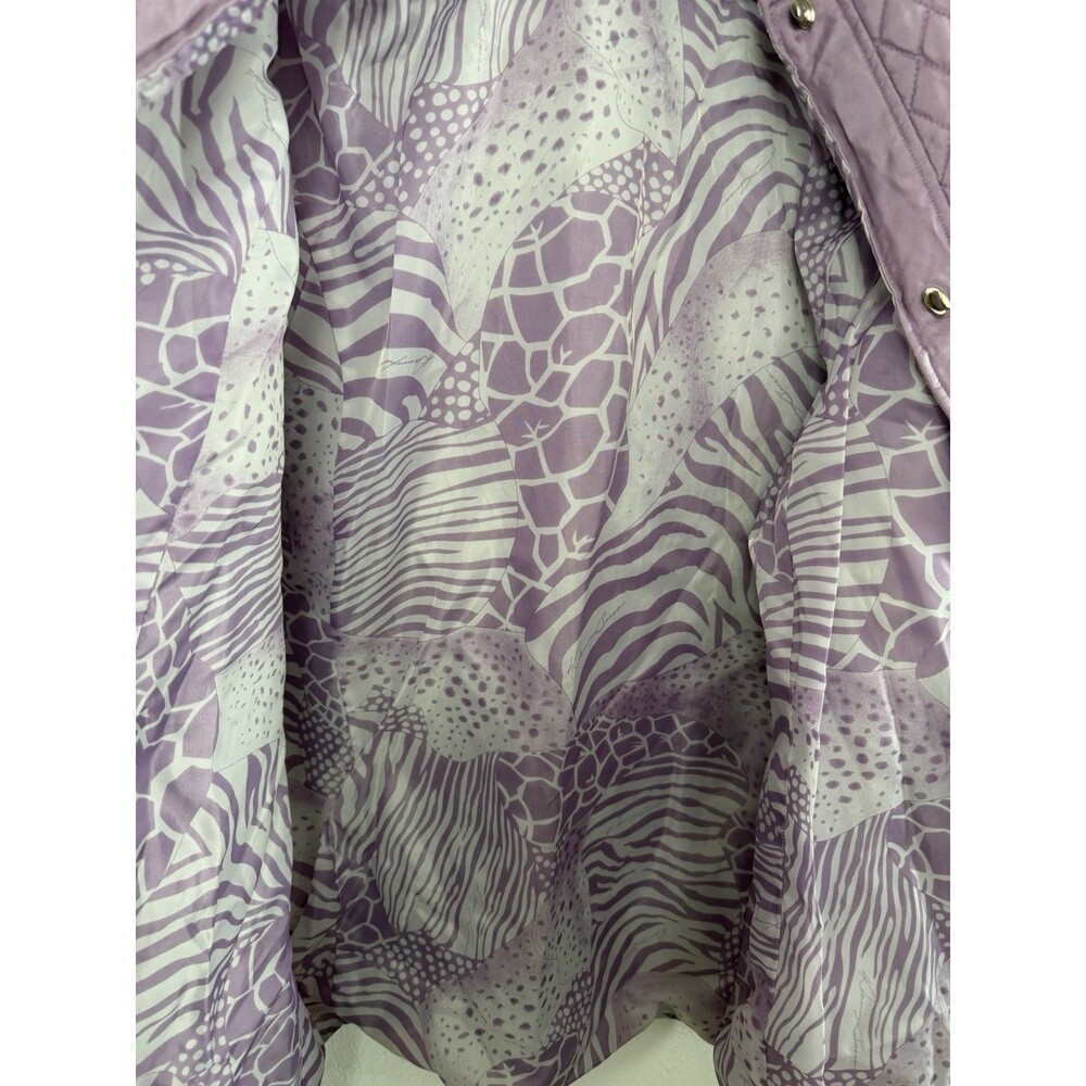 Dennis Basso 100% Silk Quilted Jacket Womens M Purple Toggle Coat - Picture 10 of 11